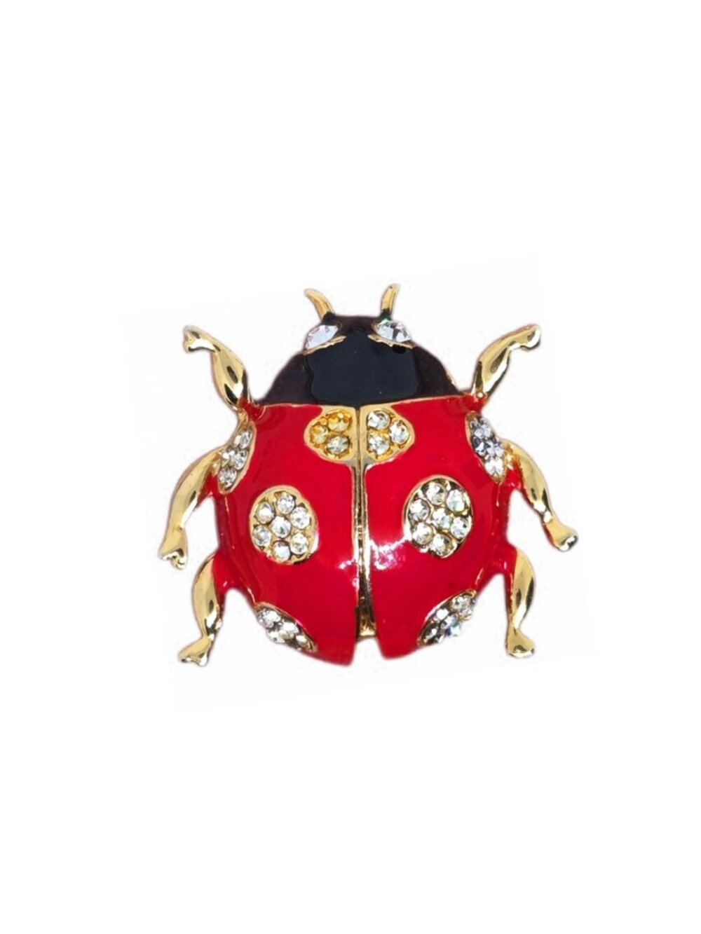 Vintage Enamel & Rhinestone Ladybug Brooch